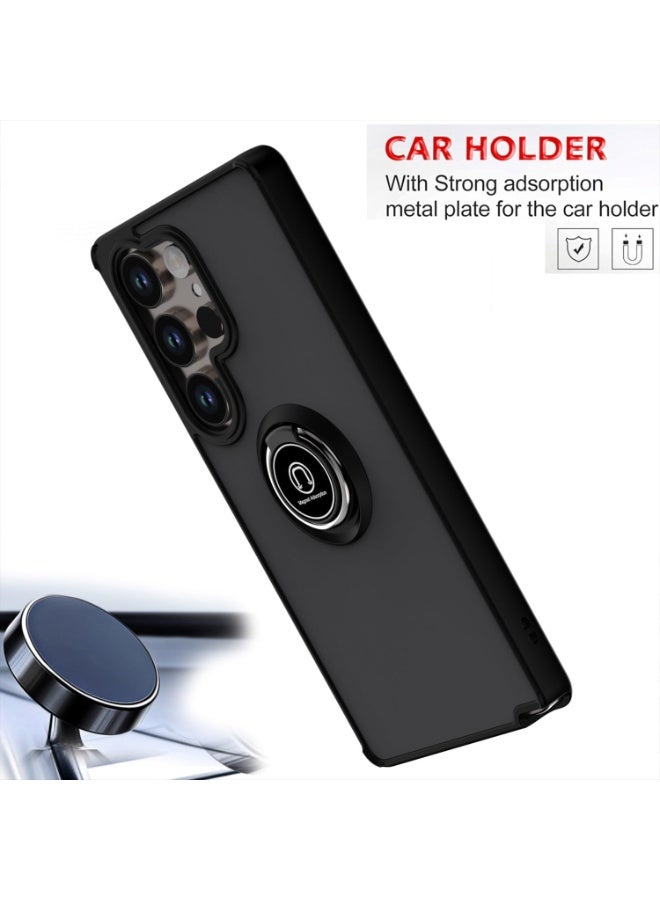 جراب لهاتف سامسونج جالاكسي إس 26 ألترا 5G مع حامل حلقي، غطاء واقٍ غير لامع وشفاف مقاوم للصدمات لهاتف سامسونج جالاكسي إس 26 ألترا - Image 4